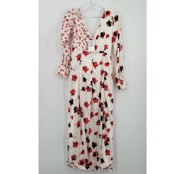 O.P.T Emilia Dress White Floral Satin - Picture 4 of 12